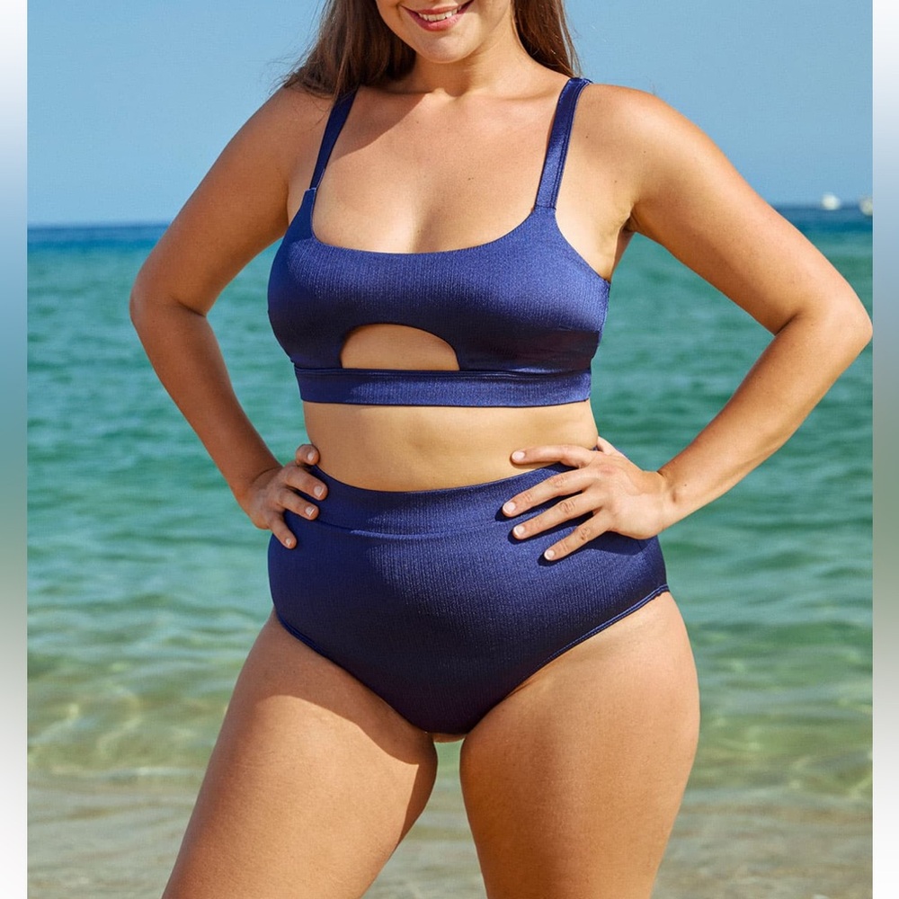 Berlook Navy Cut Out Plus Size Bikini Set